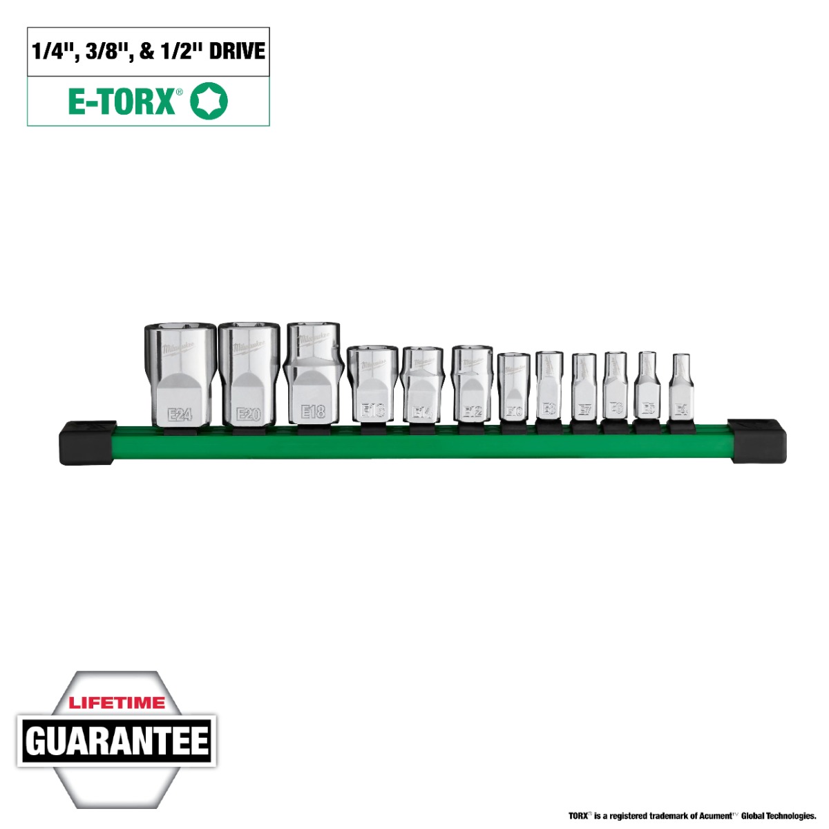 12pc 1/4”, 3/8”, & 1/2” Drive External TORX® Socket Set