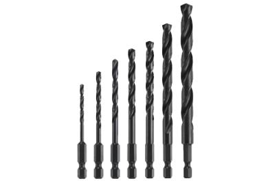 7-pc. Hex Shank Impact Tough Drill Bit Set, Black Oxide