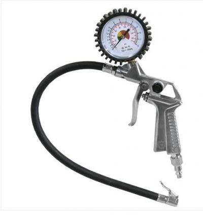 Tire Inflation Gun with Pressure Gauge, 15" Hose