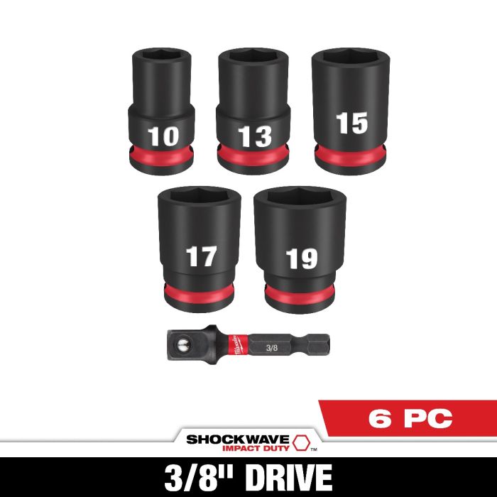 Milwaukee 49-66-7036 6PC SHOCKWAVE Impact Duty™ 3/8 Drive Metric Standard Socket  Set