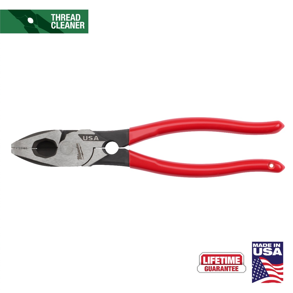 9" Lineman's Dipped Grip Pliers w/ Thread Cleaner (USA)