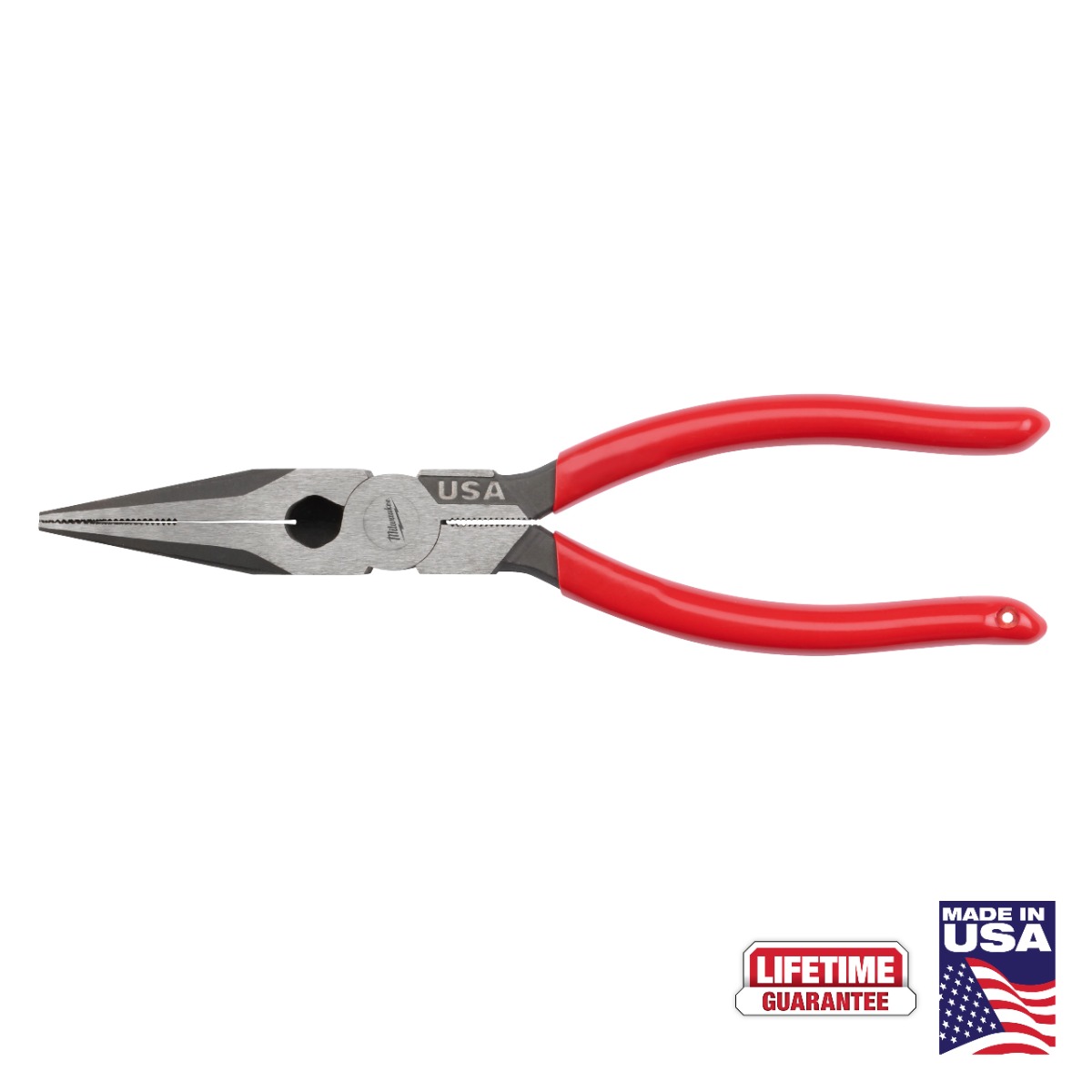 8" Long Nose Dipped Grip Pliers (USA)